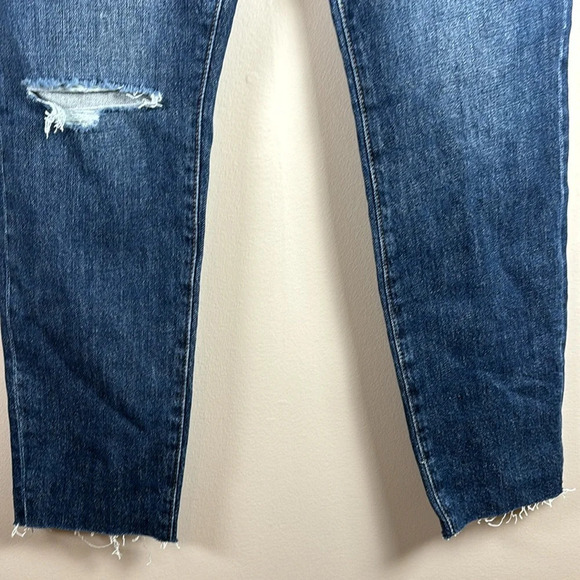 Pistola Straight Leg Distressed High Rise Dark Wash Denim Jeans - Picture 5 of 10